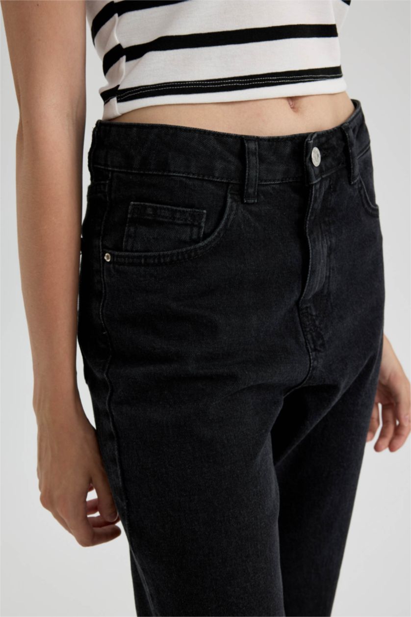 Woman Black Mary Vintage Straght Fit High Waist Jeans
