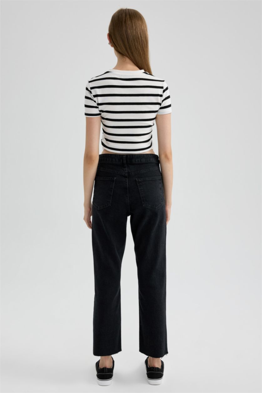 Woman Black Mary Vintage Straght Fit High Waist Jeans