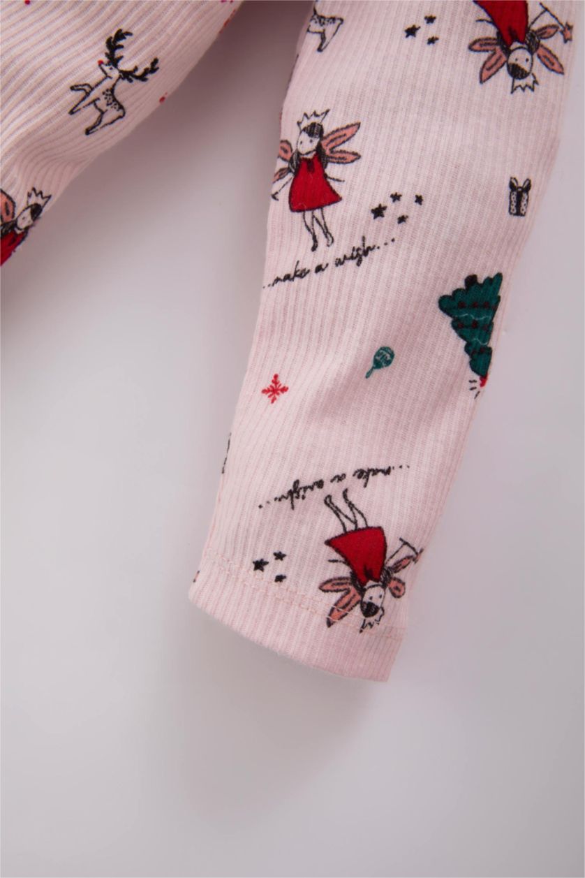 طفلة صغيرة زهري فاتح أوفر بناتي حديثي الولادة مضلع بطبعة كريسمس