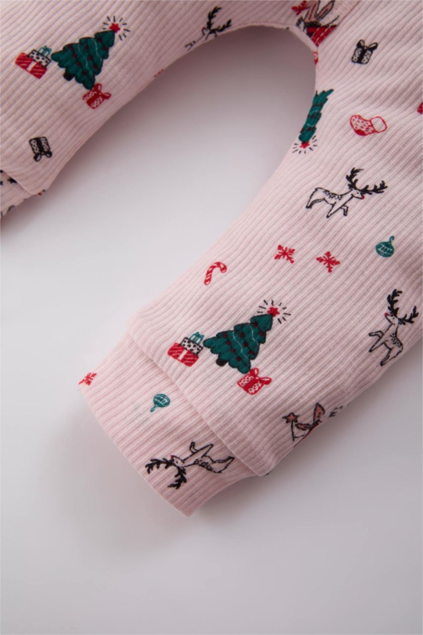 طفلة صغيرة زهري فاتح أوفر بناتي حديثي الولادة مضلع بطبعة كريسمس