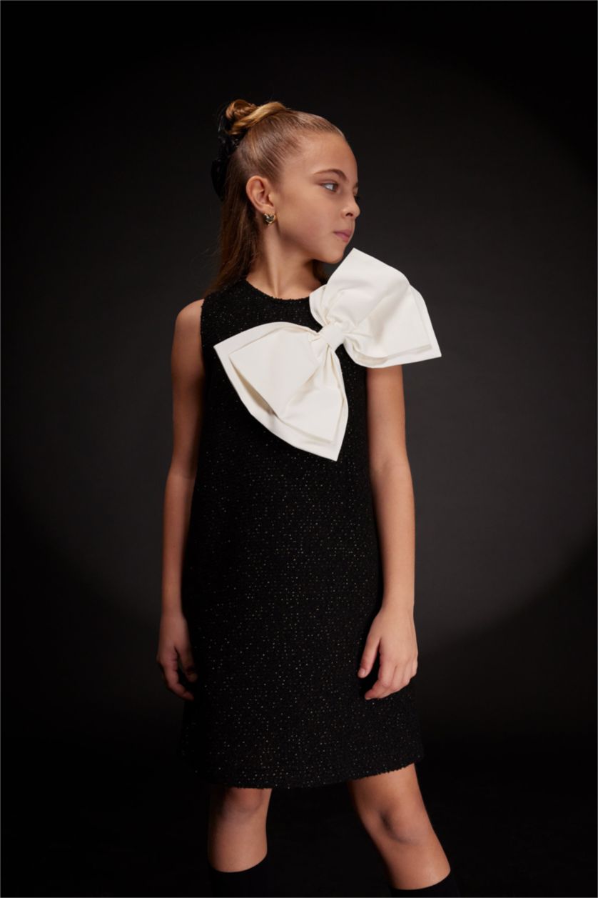 GIRLS & TEENS Black Regular Fit Sleeveless Woven Dress