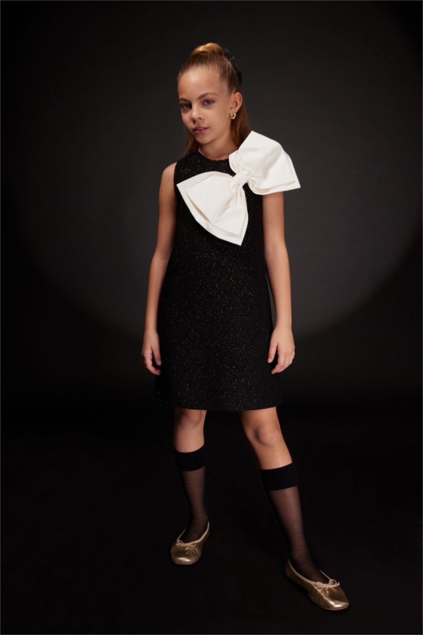 GIRLS & TEENS Black Regular Fit Sleeveless Woven Dress