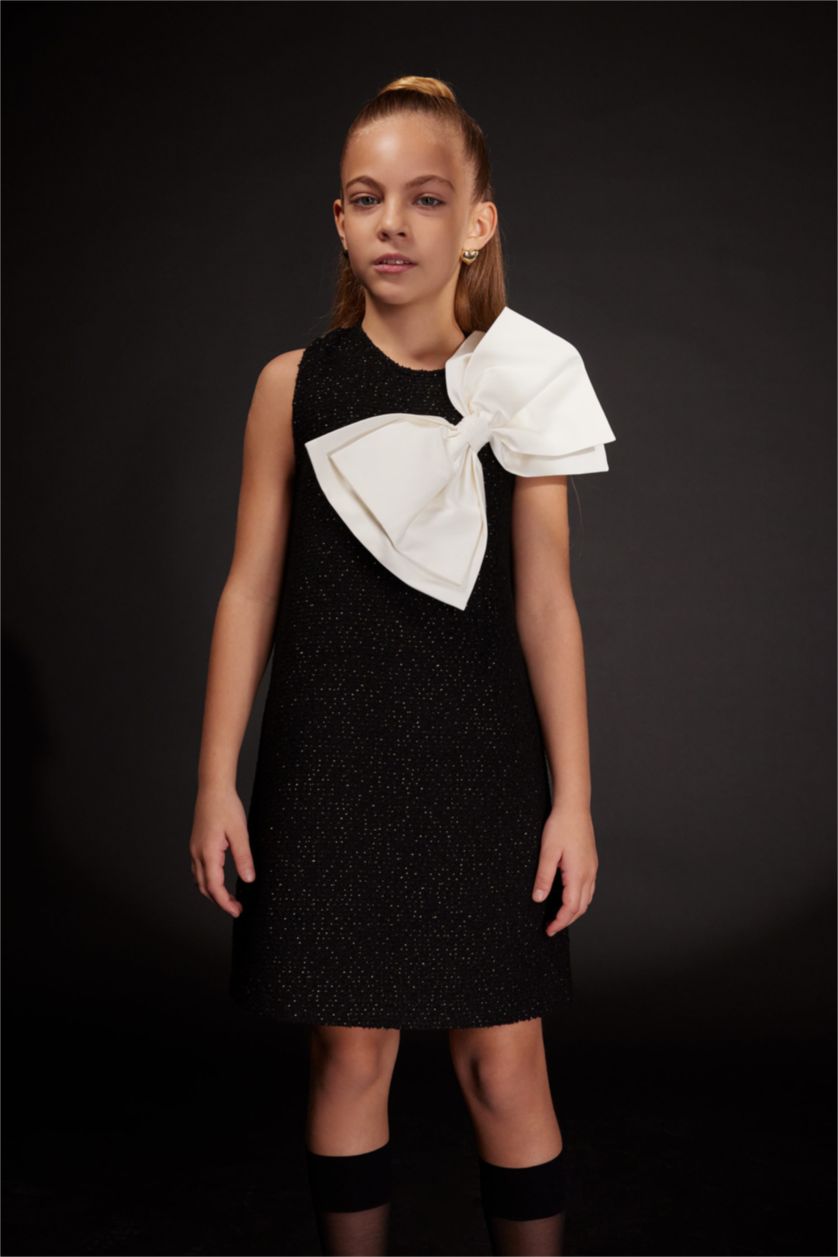 GIRLS & TEENS Black Regular Fit Sleeveless Woven Dress