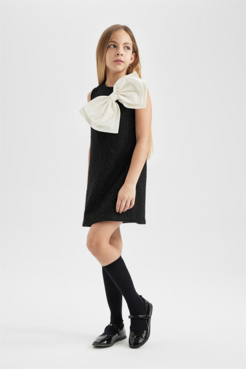 GIRLS & TEENS Black Regular Fit Sleeveless Woven Dress
