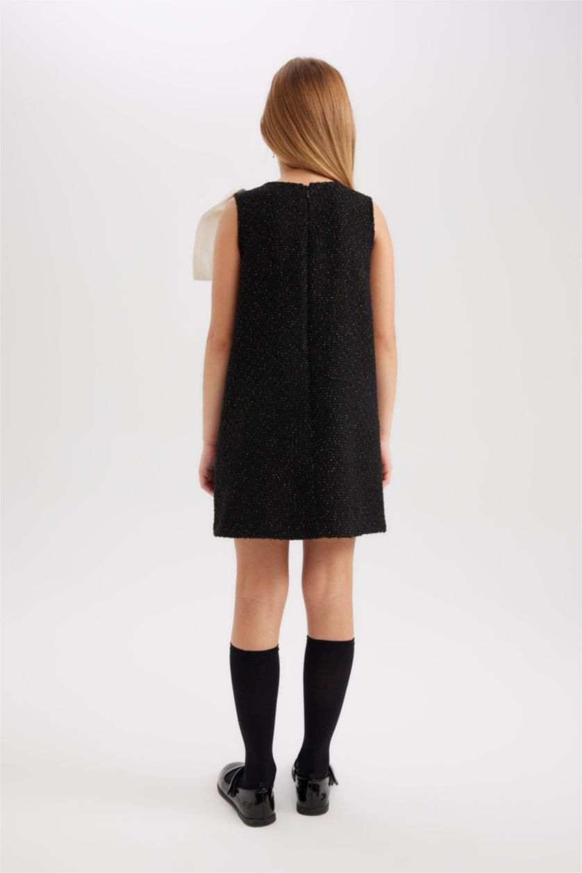 GIRLS & TEENS Black Regular Fit Sleeveless Woven Dress