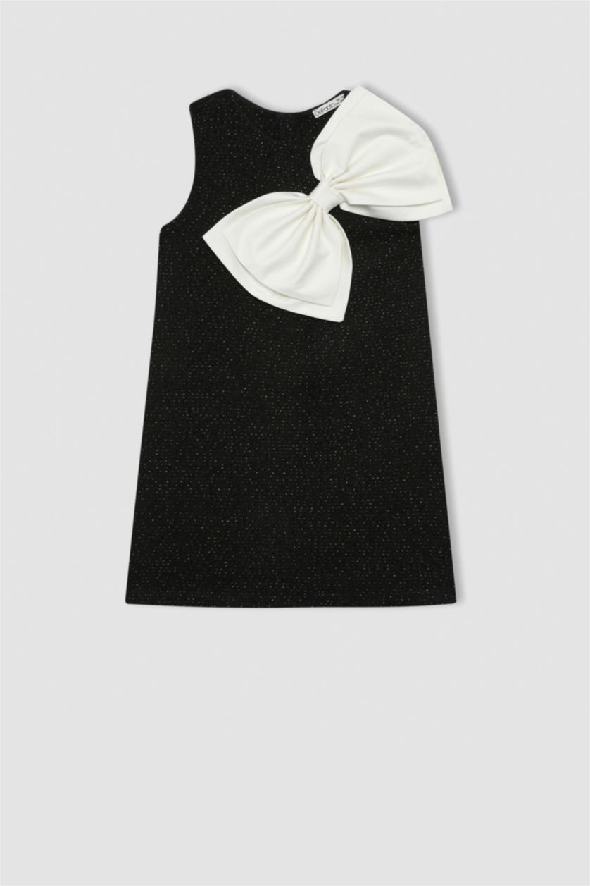 GIRLS & TEENS Black Regular Fit Sleeveless Woven Dress