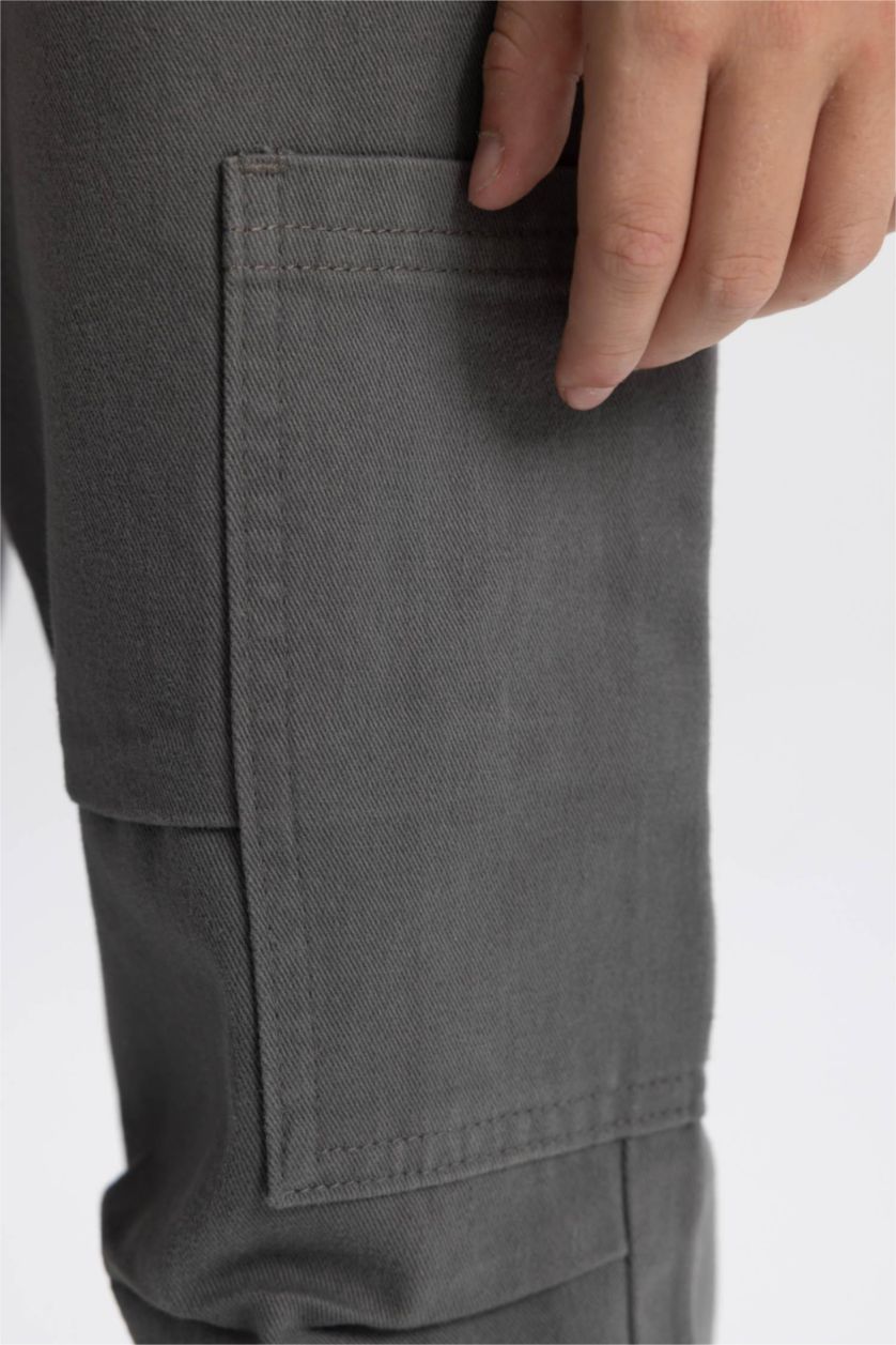 GARÇONS Gris Pantalon Gabardine Coupe Large Pour Garçon