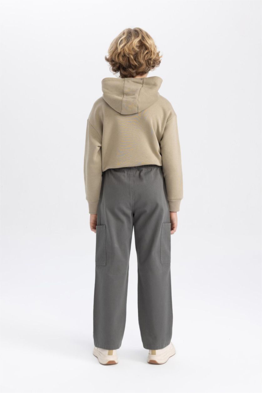 GARÇONS Gris Pantalon Gabardine Coupe Large Pour Garçon