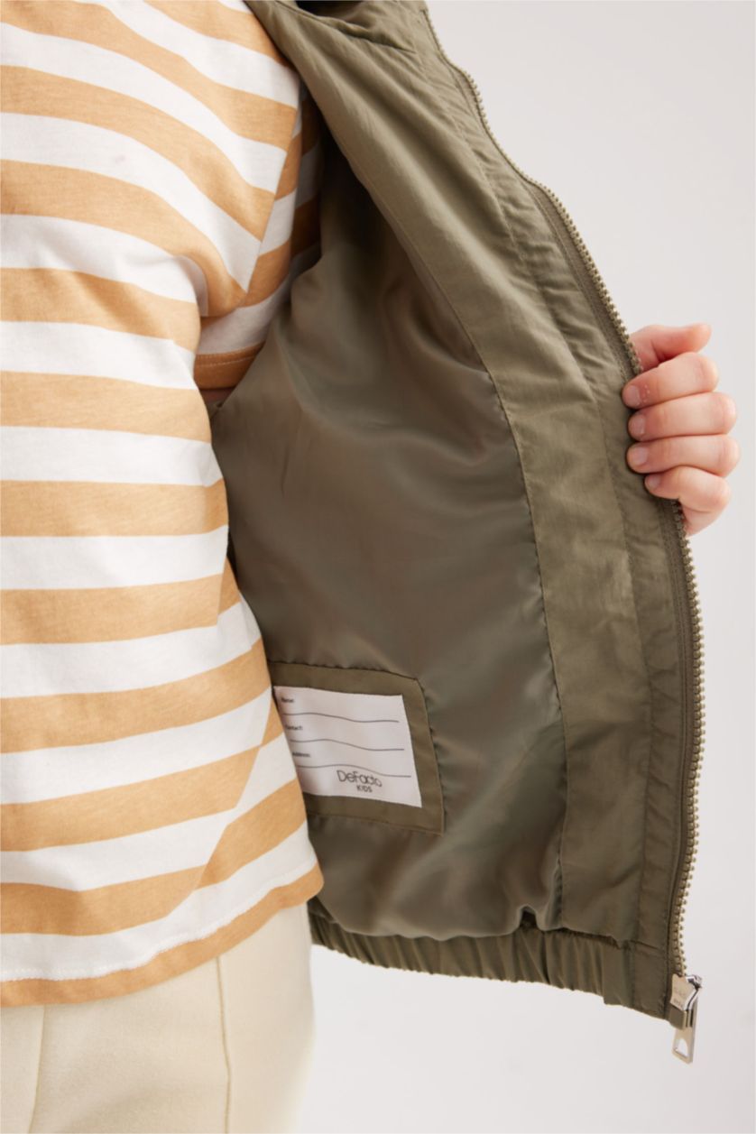 بنات كاكي جاكيت مطر بناتي مقاوم للماء بغطاء للرأس