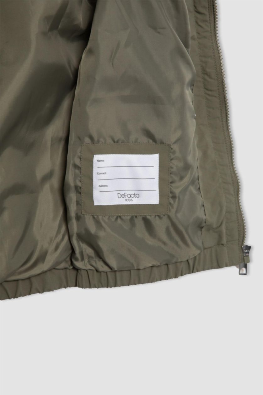 بنات كاكي جاكيت مطر بناتي مقاوم للماء بغطاء للرأس