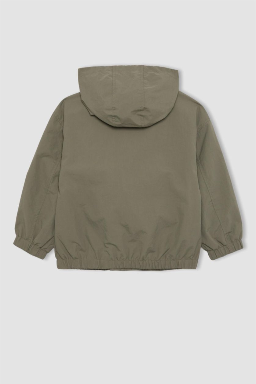 بنات كاكي جاكيت مطر بناتي مقاوم للماء بغطاء للرأس