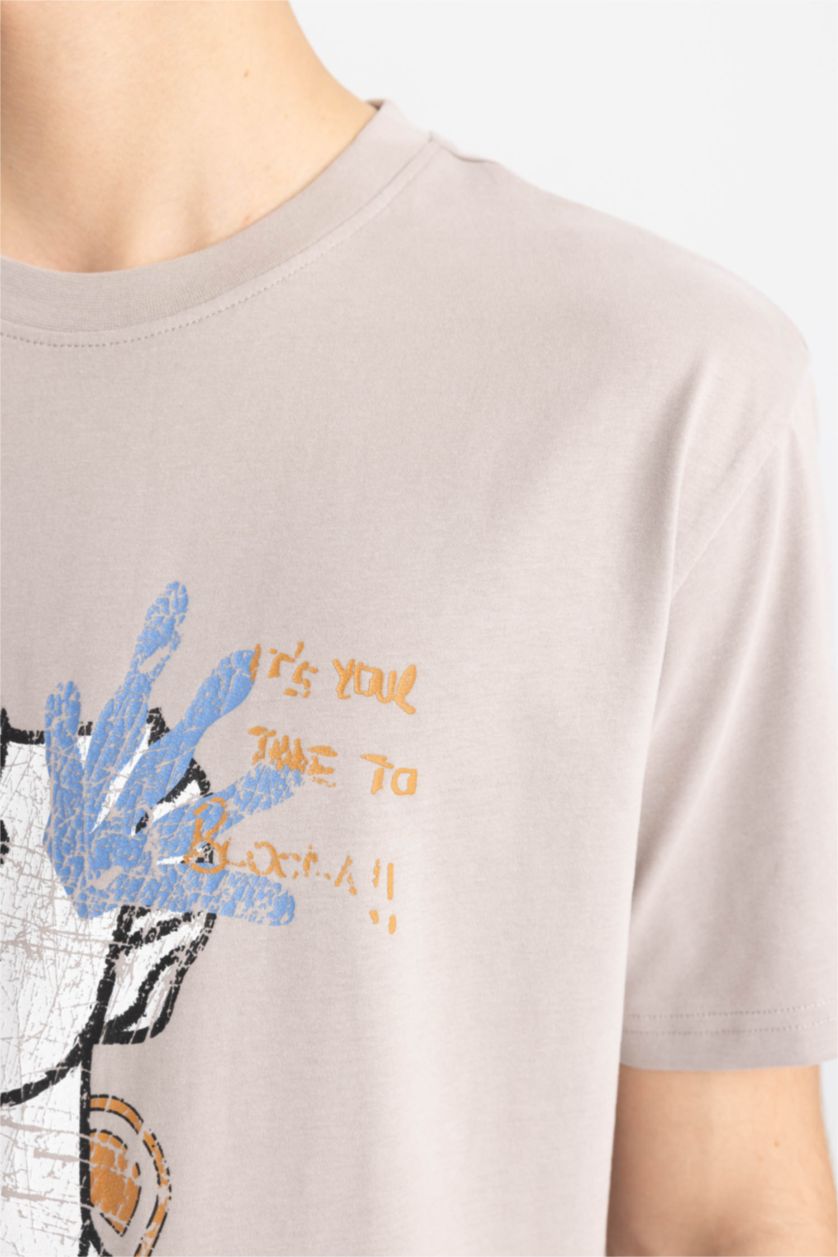 رجالي رمادي تيشيرت قصة عادية جيرسي برقبة مستديرة