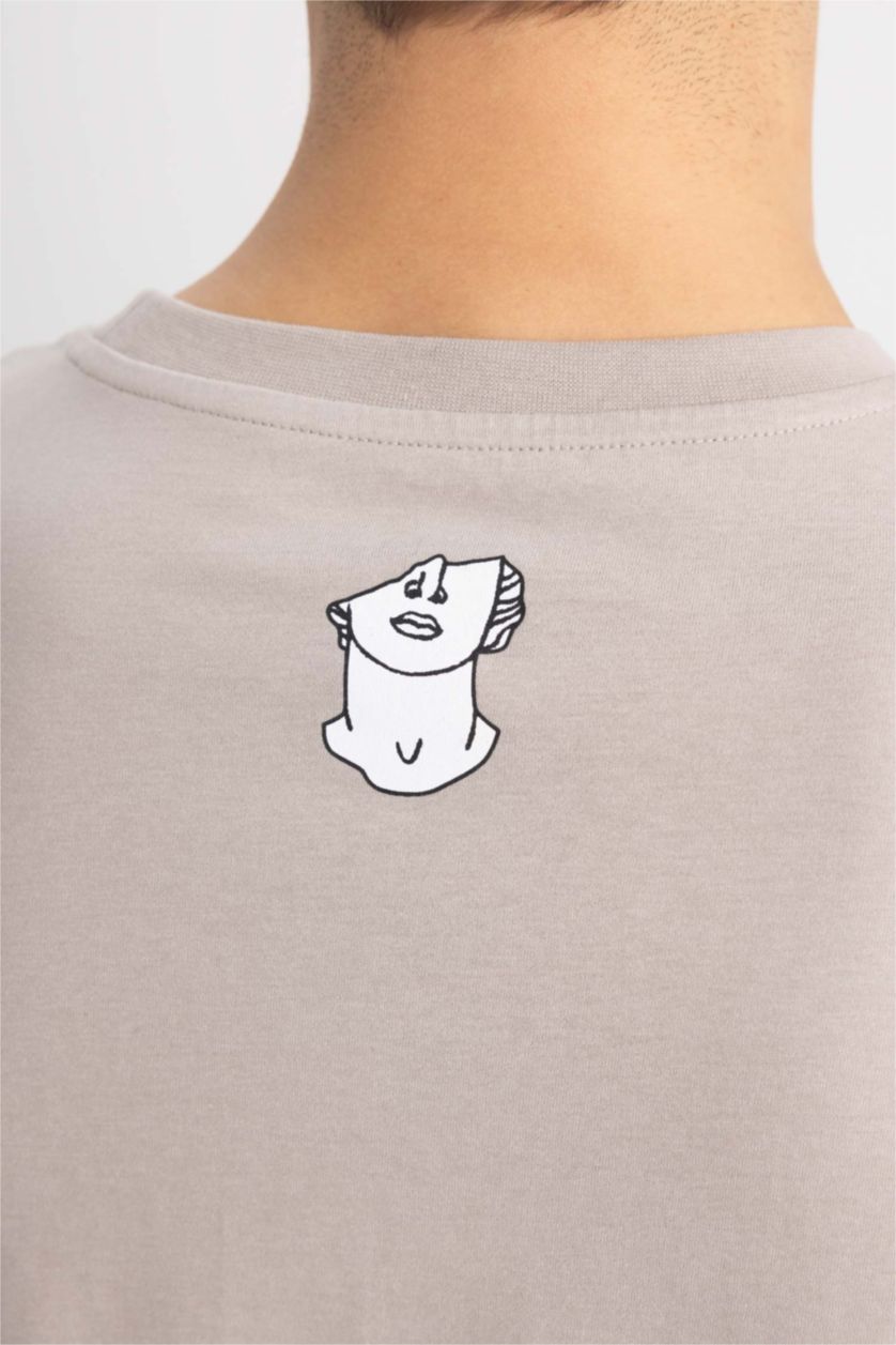 رجالي رمادي تيشيرت قصة عادية جيرسي برقبة مستديرة