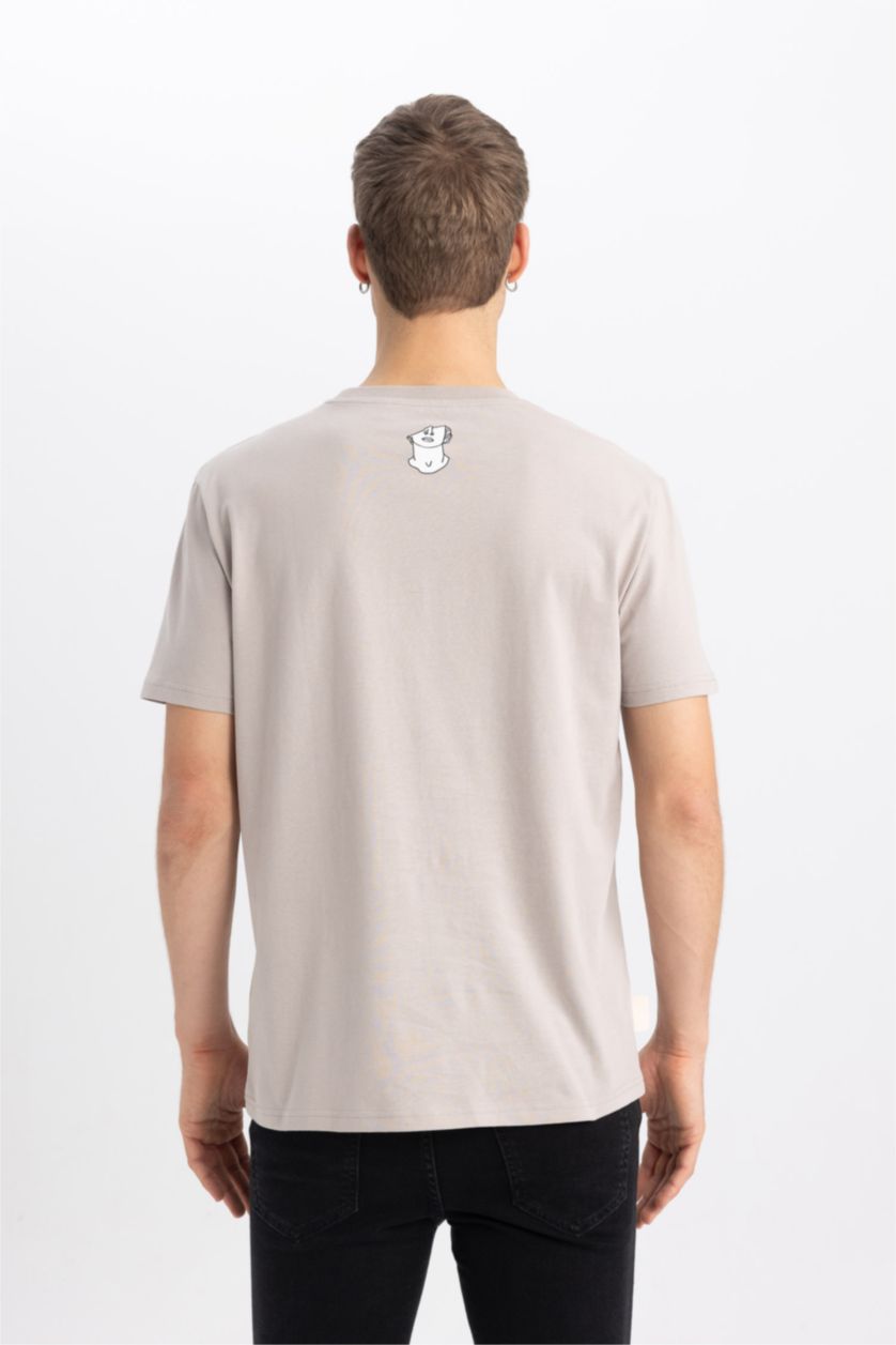 رجالي رمادي تيشيرت قصة عادية جيرسي برقبة مستديرة