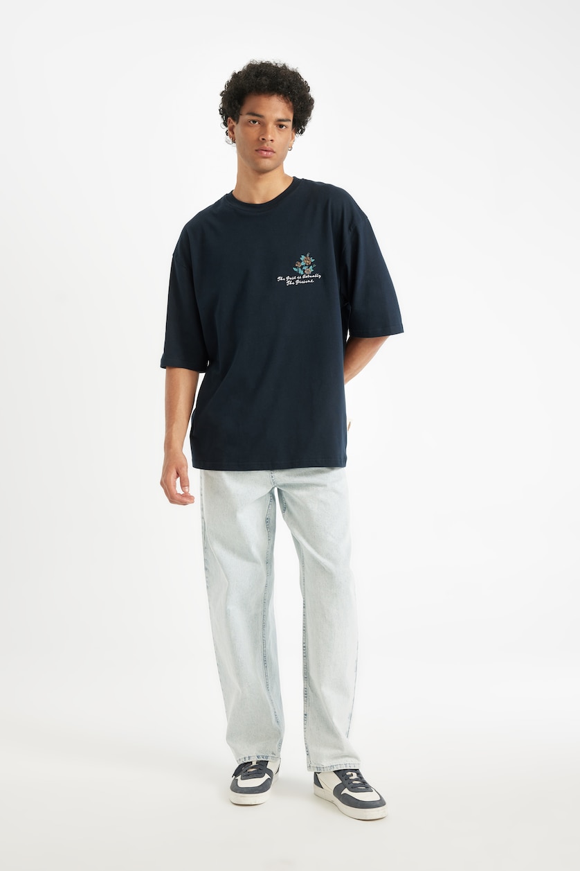 Men NAVY Loose Fit Short Sleeve T-Shirt