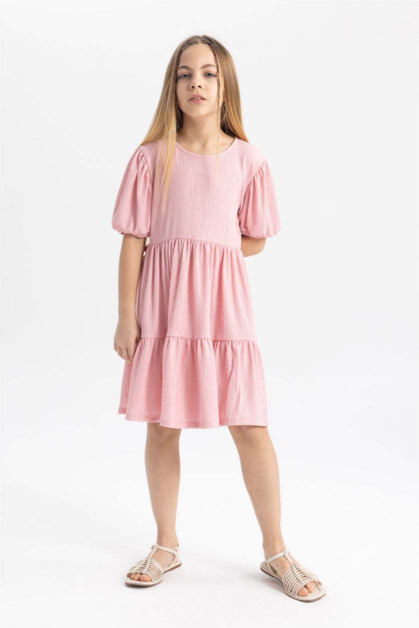 GIRLS & TEENS Pink Regular Fit Short Sleeve Knitted Dress