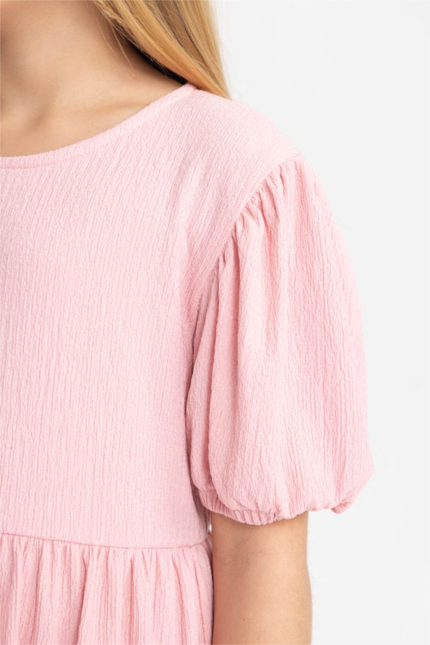 GIRLS & TEENS Pink Regular Fit Short Sleeve Knitted Dress