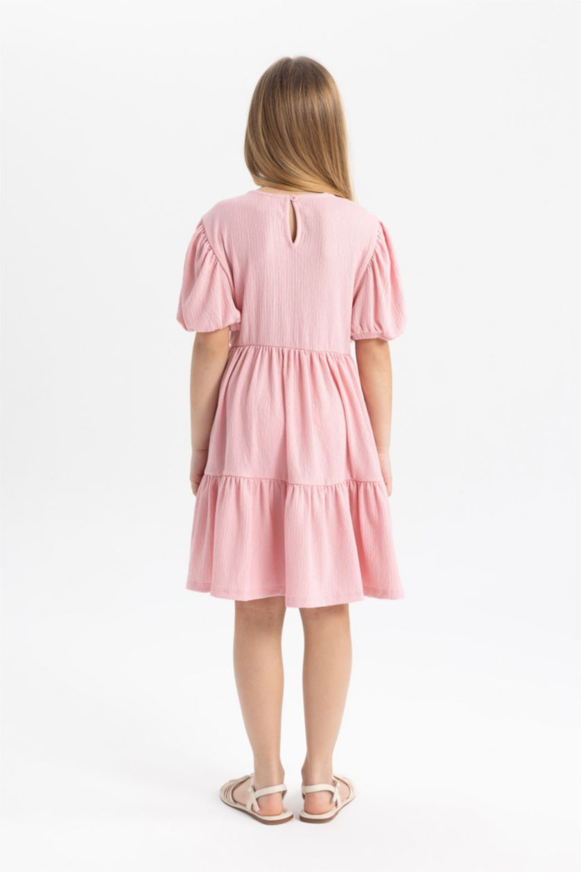 GIRLS & TEENS Pink Regular Fit Short Sleeve Knitted Dress
