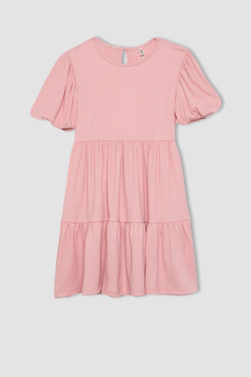 GIRLS & TEENS Pink Regular Fit Short Sleeve Knitted Dress