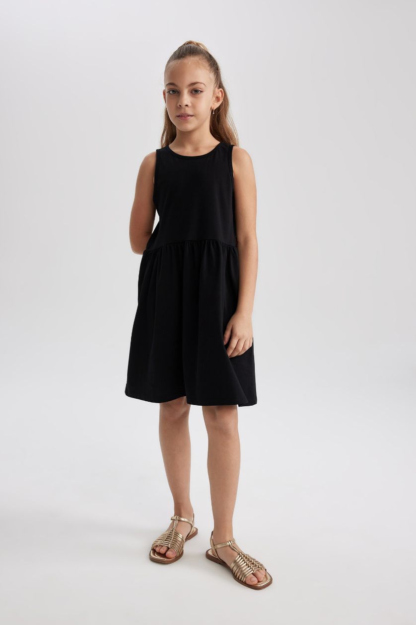 FILLES Noir Robe Blanche Sans Manches pour Fille