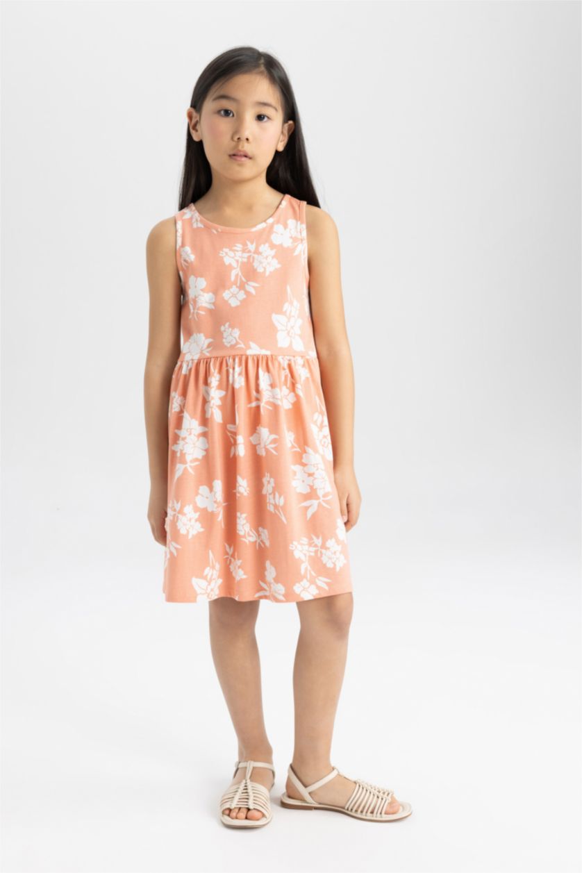 GIRLS & TEENS Light Rose Girl Patterned Sleeveless Dress