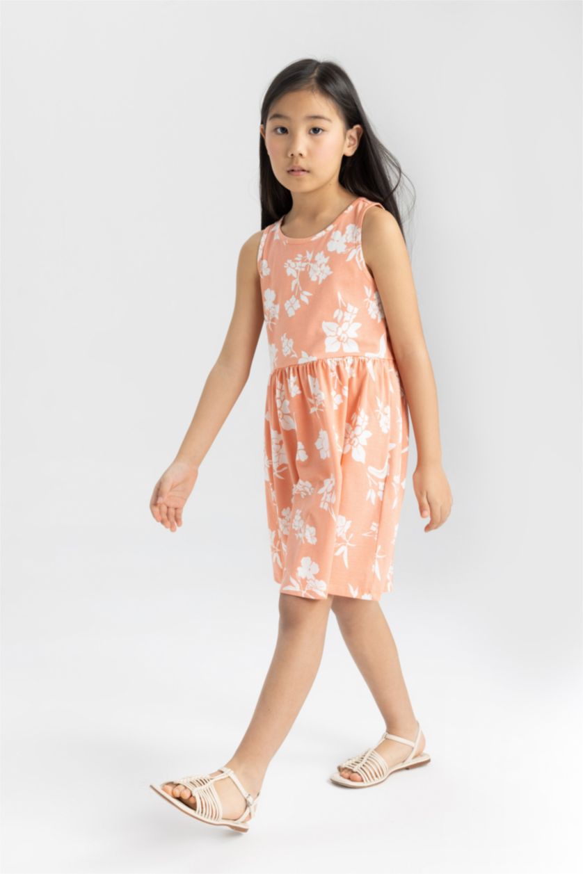 GIRLS & TEENS Light Rose Girl Patterned Sleeveless Dress