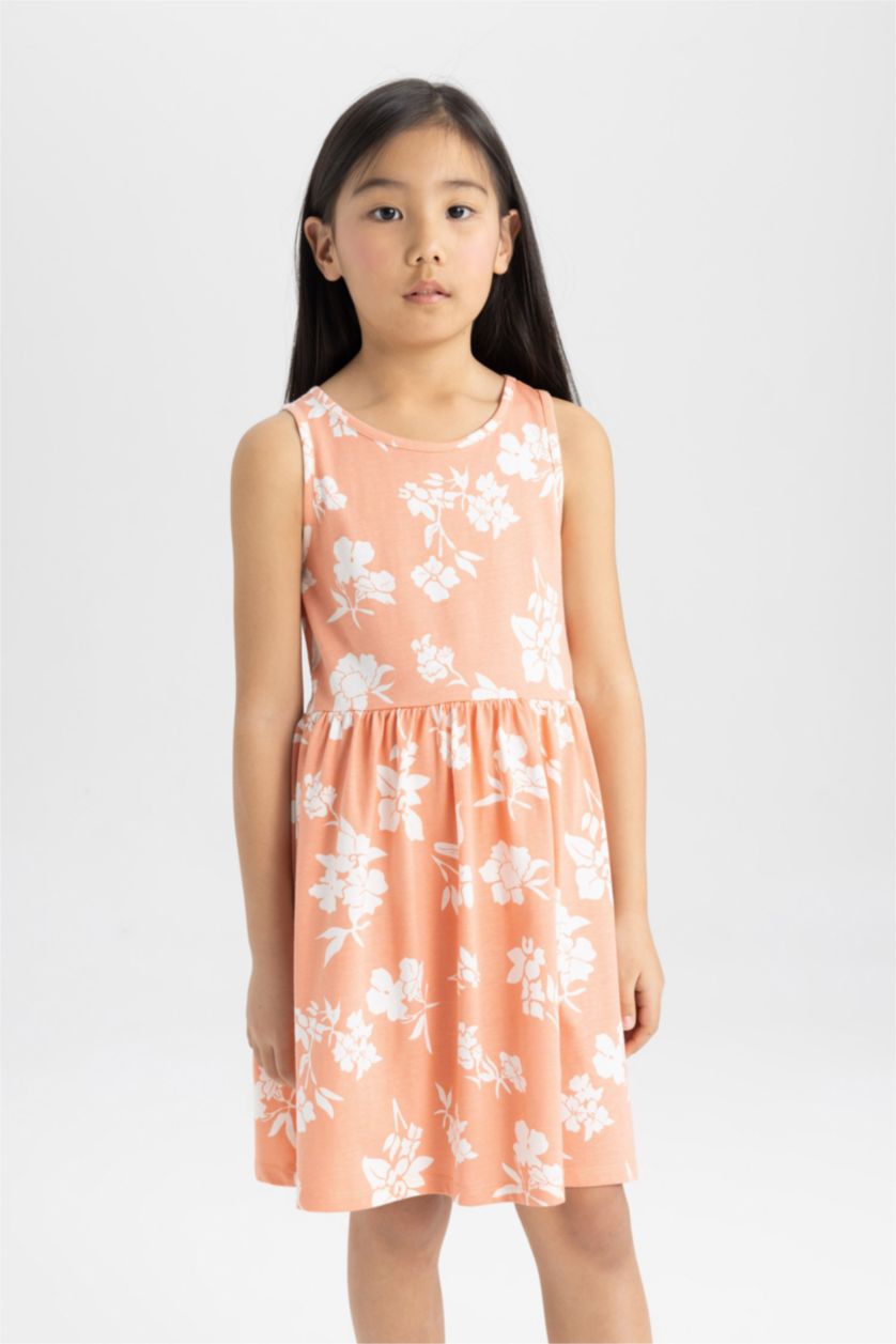 GIRLS & TEENS Light Rose Girl Patterned Sleeveless Dress