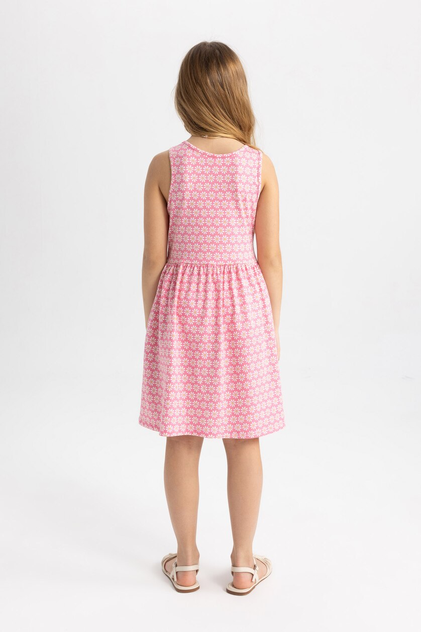 GIRLS & TEENS Pink Girl Patterned Sleeveless Dress