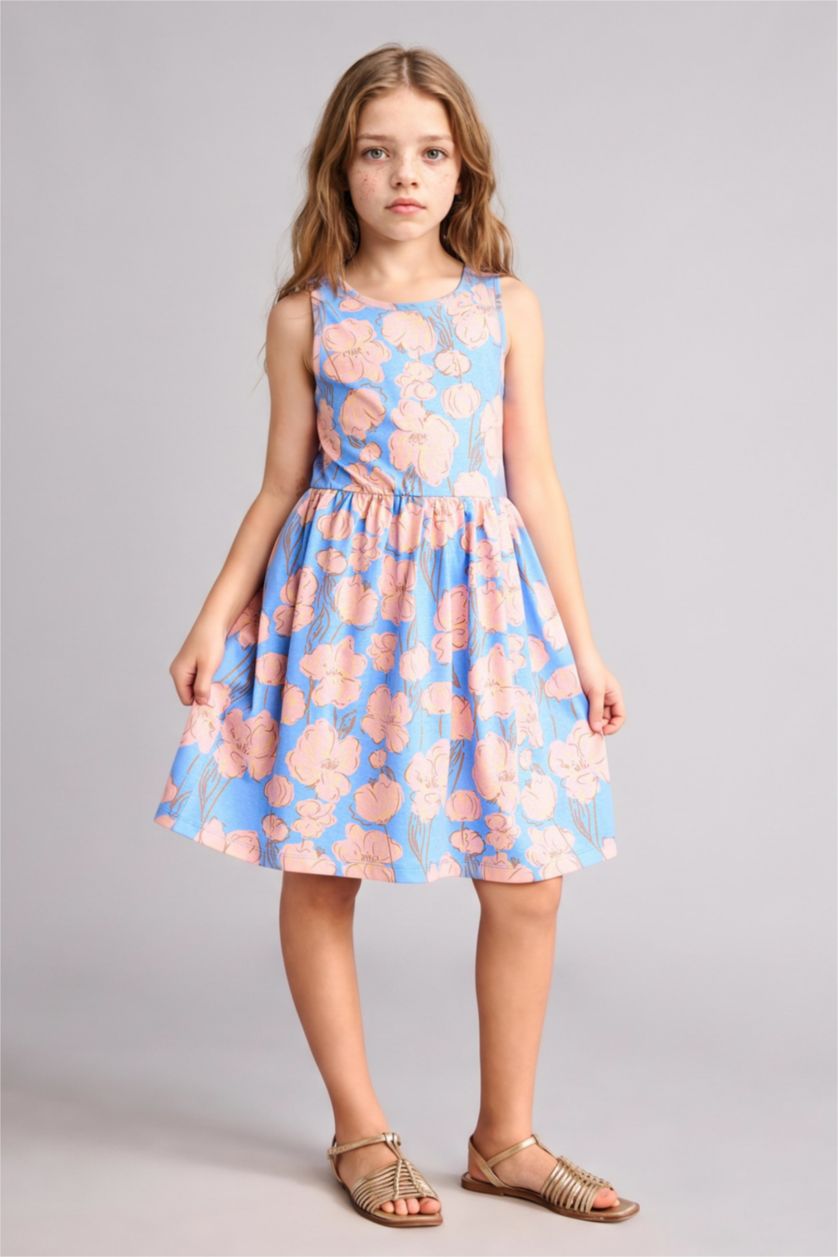 GIRLS & TEENS Blue Regular Fit Sleeveless Knitted Dress