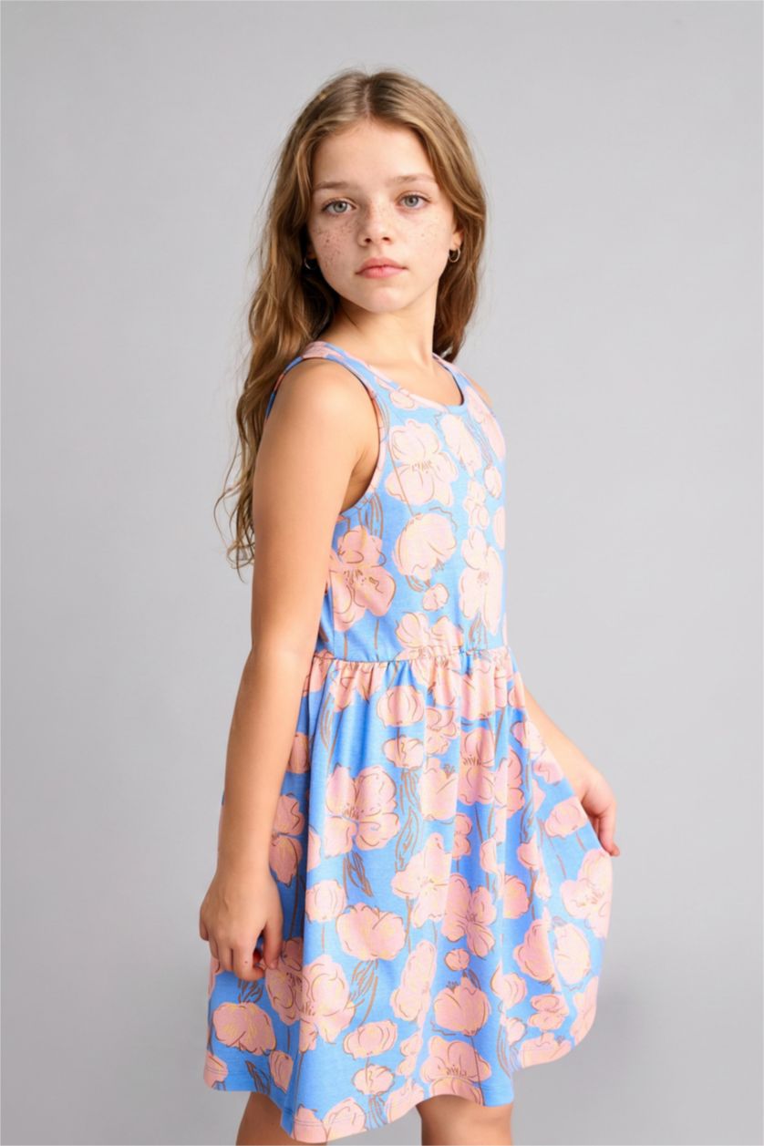 GIRLS & TEENS Blue Regular Fit Sleeveless Knitted Dress