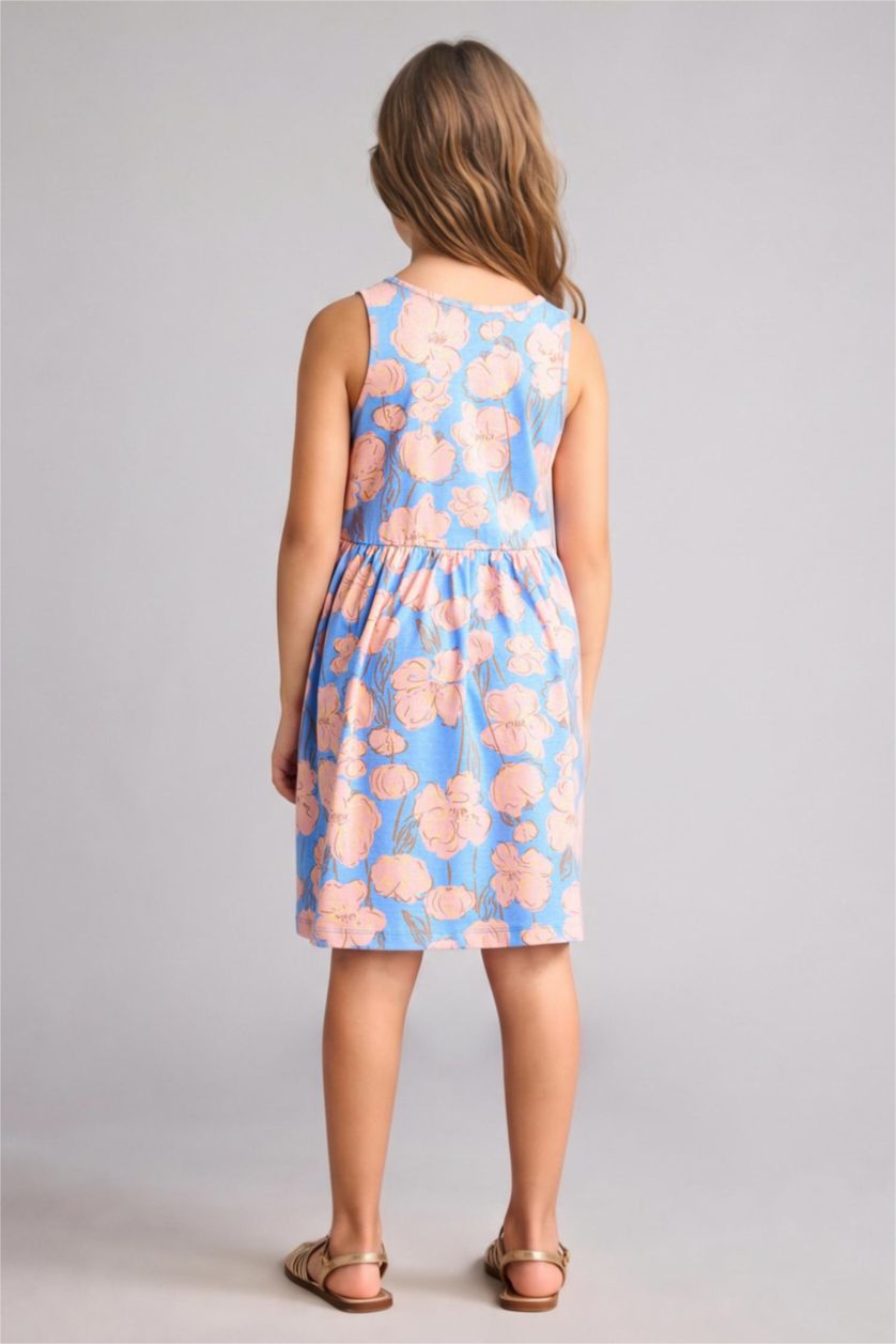 GIRLS & TEENS Blue Regular Fit Sleeveless Knitted Dress