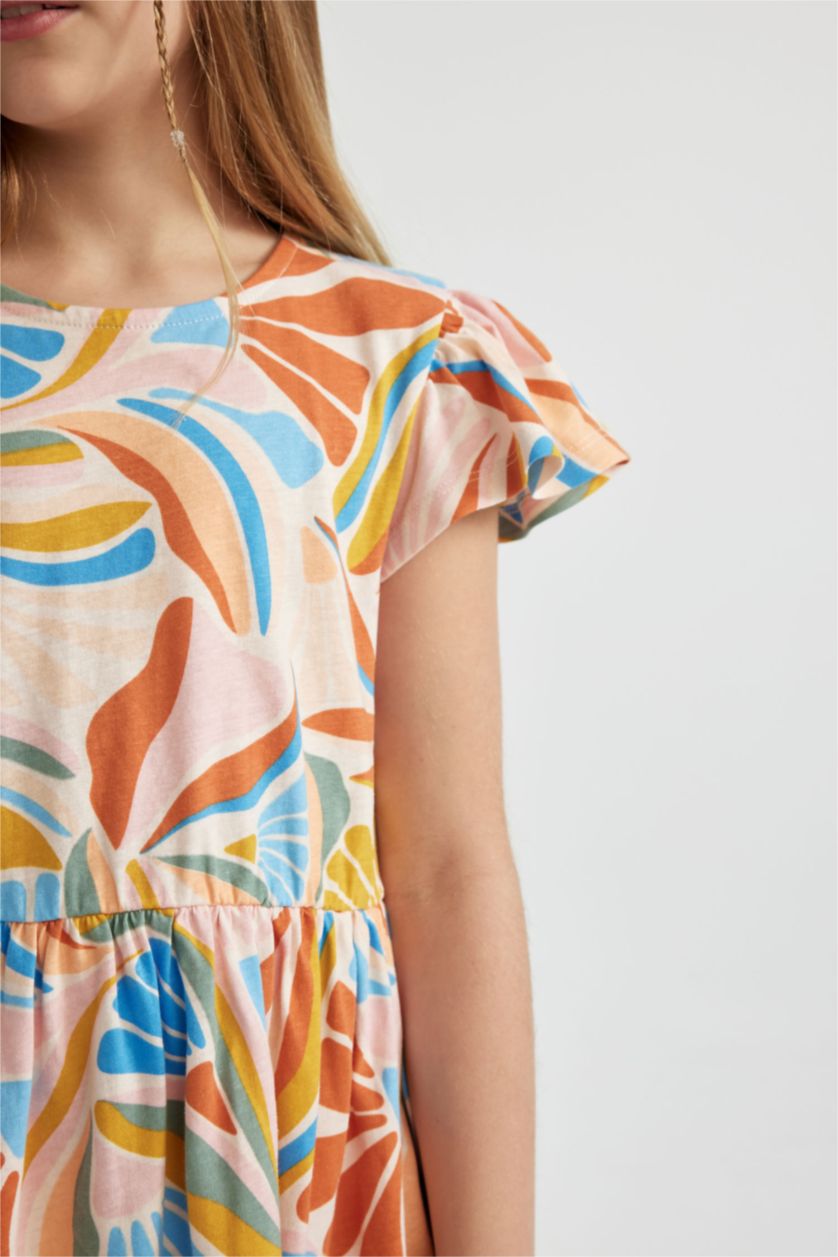 GIRLS & TEENS Light Pink Girl Floral Short Sleeve Dress