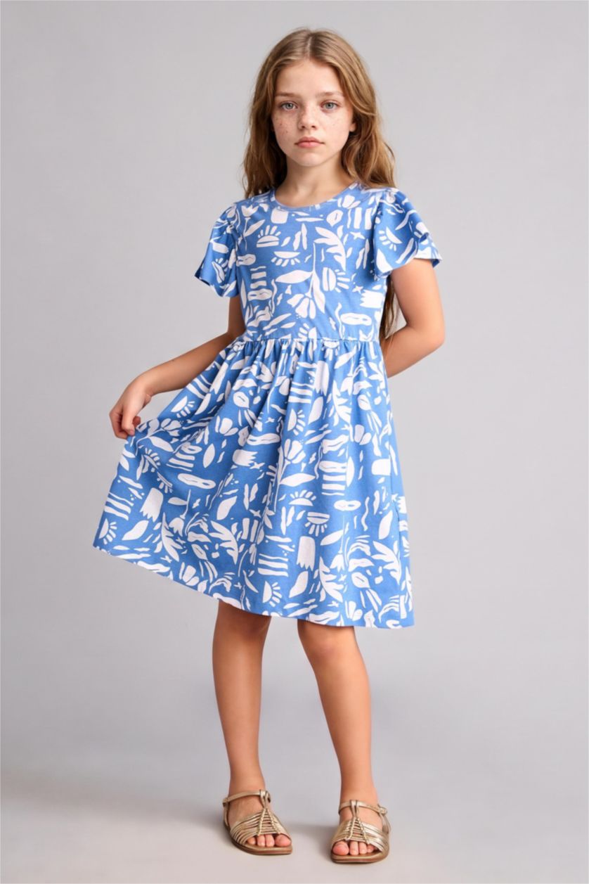 GIRLS & TEENS Dark Blue Regular Fit Short Sleeve Knitted Dress