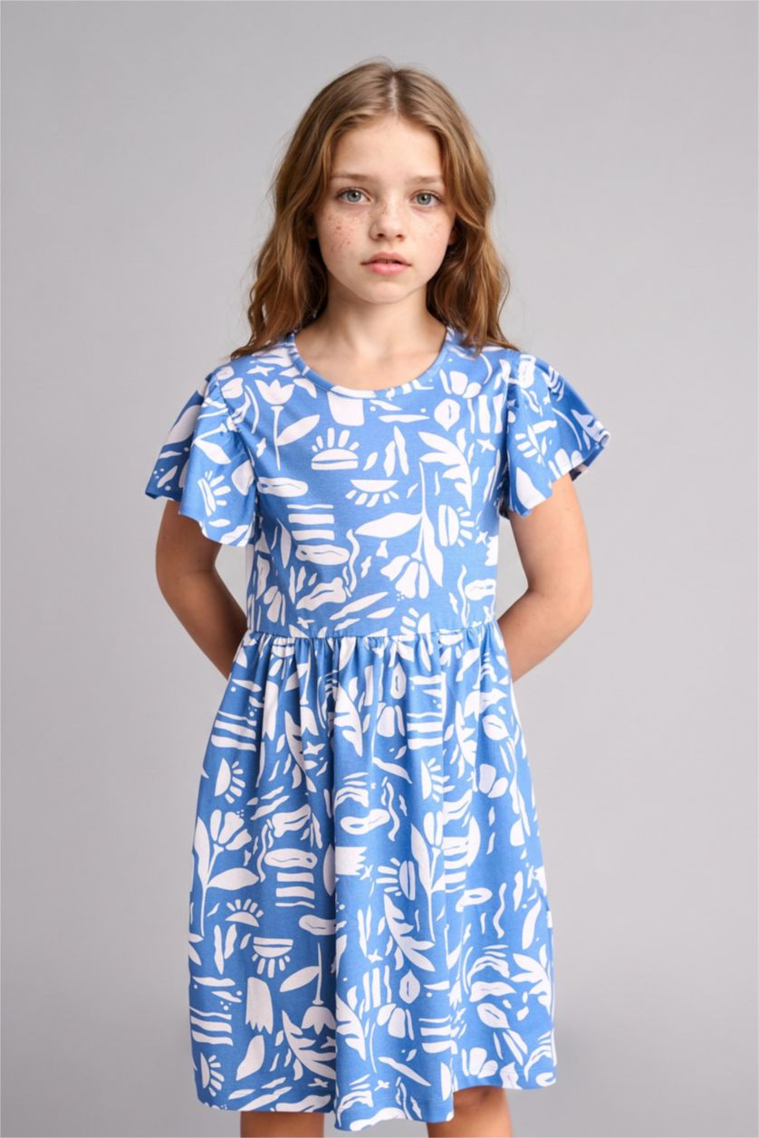 GIRLS & TEENS Dark Blue Regular Fit Short Sleeve Knitted Dress