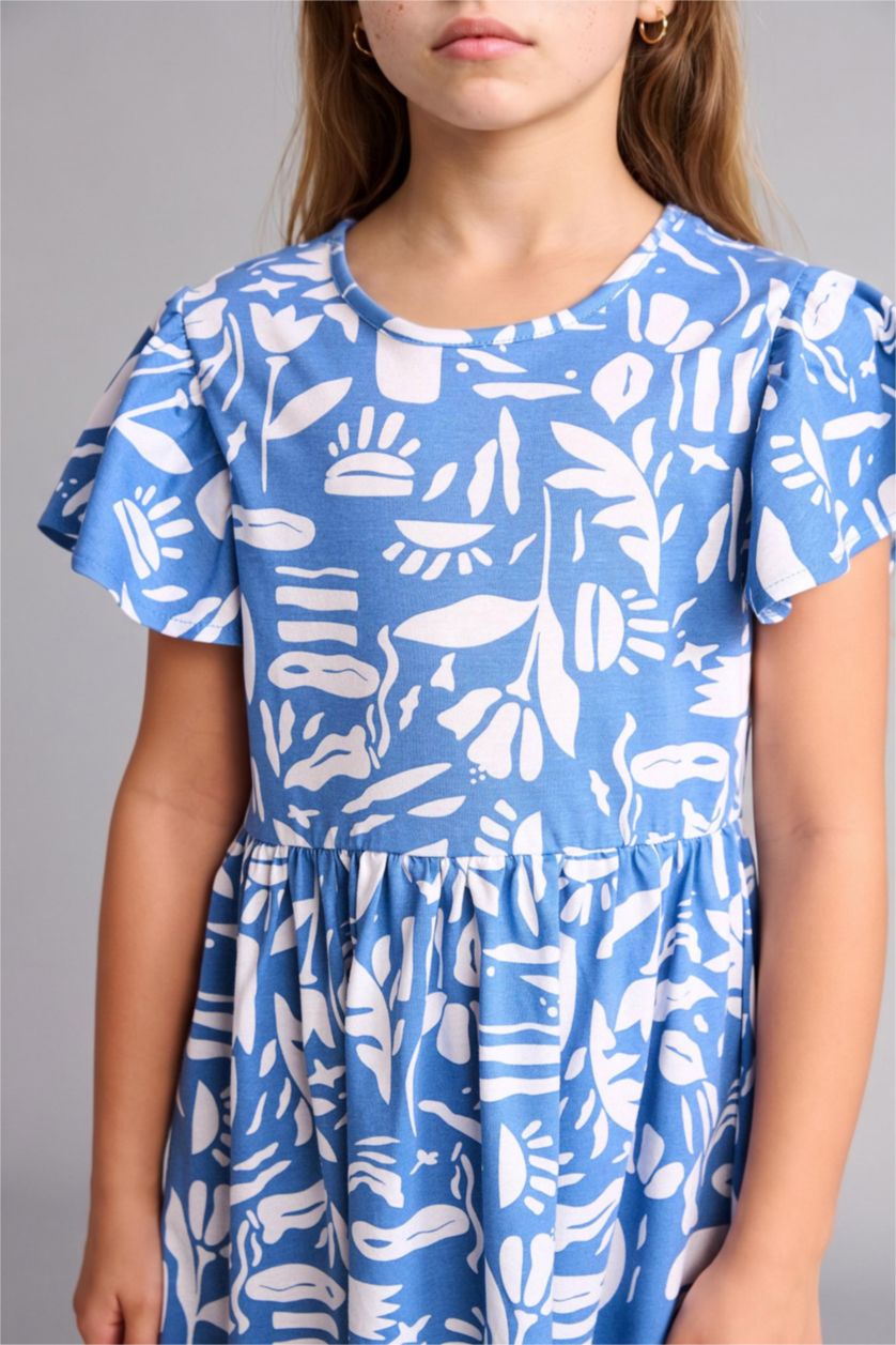 GIRLS & TEENS Dark Blue Regular Fit Short Sleeve Knitted Dress