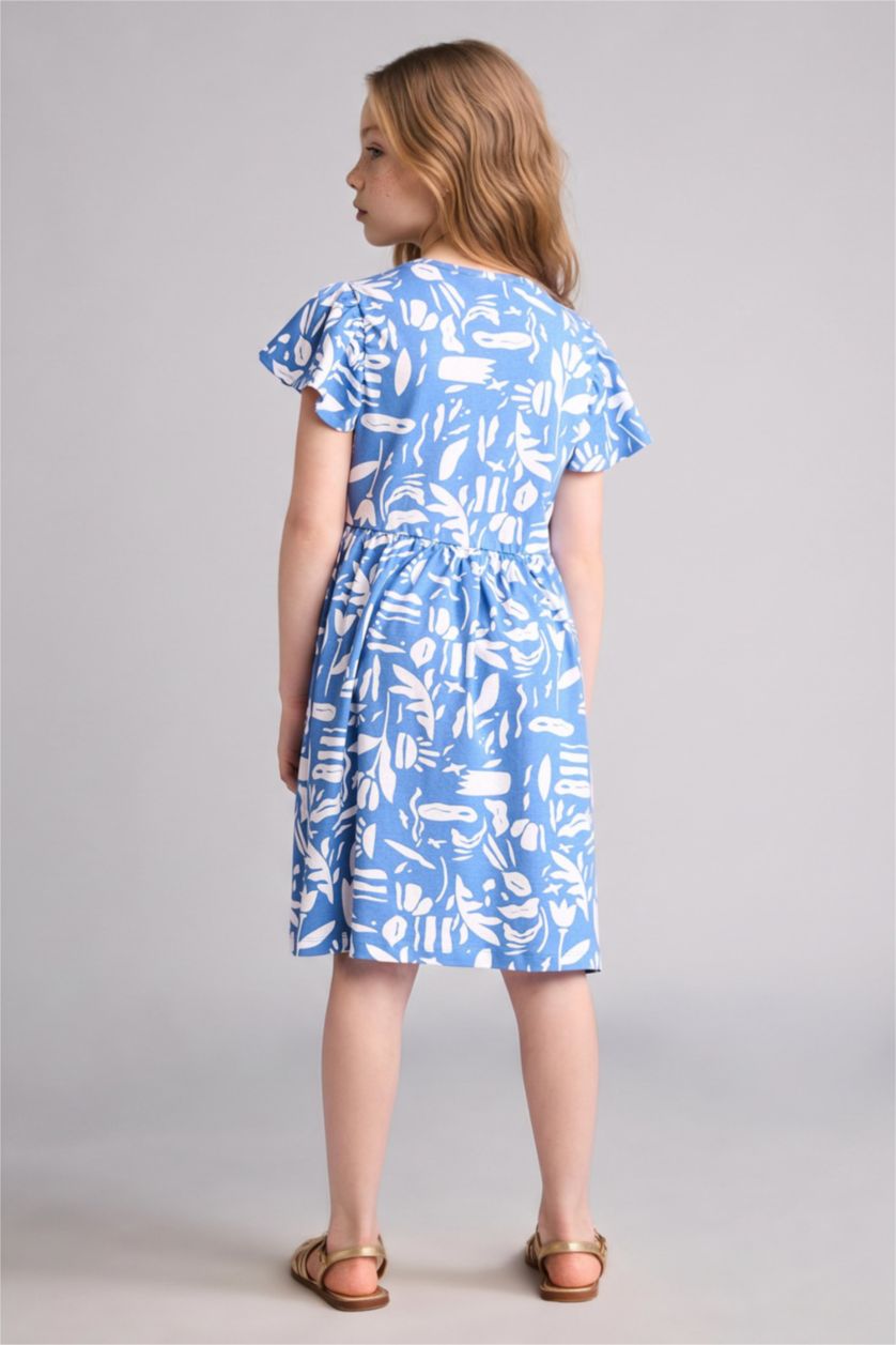 GIRLS & TEENS Dark Blue Regular Fit Short Sleeve Knitted Dress
