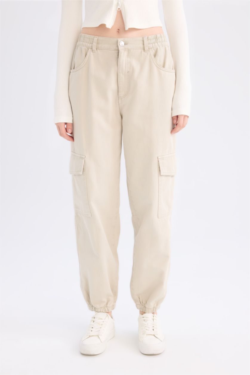 Әйелдерге ашық реңк карго джоггер габардин Шалбар