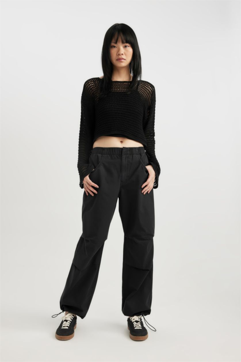 حريمي أسود بنطلون جبردين باراشوت