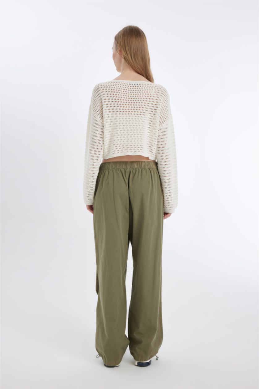 نساء كاكي فاتح سروال باراشوت جبردين