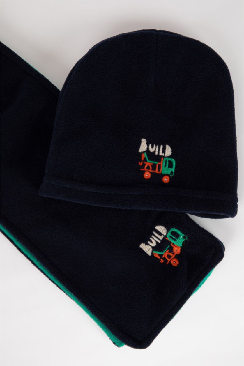 مولود ذكر كحلي فاتح طقم سكارف من قطعتين