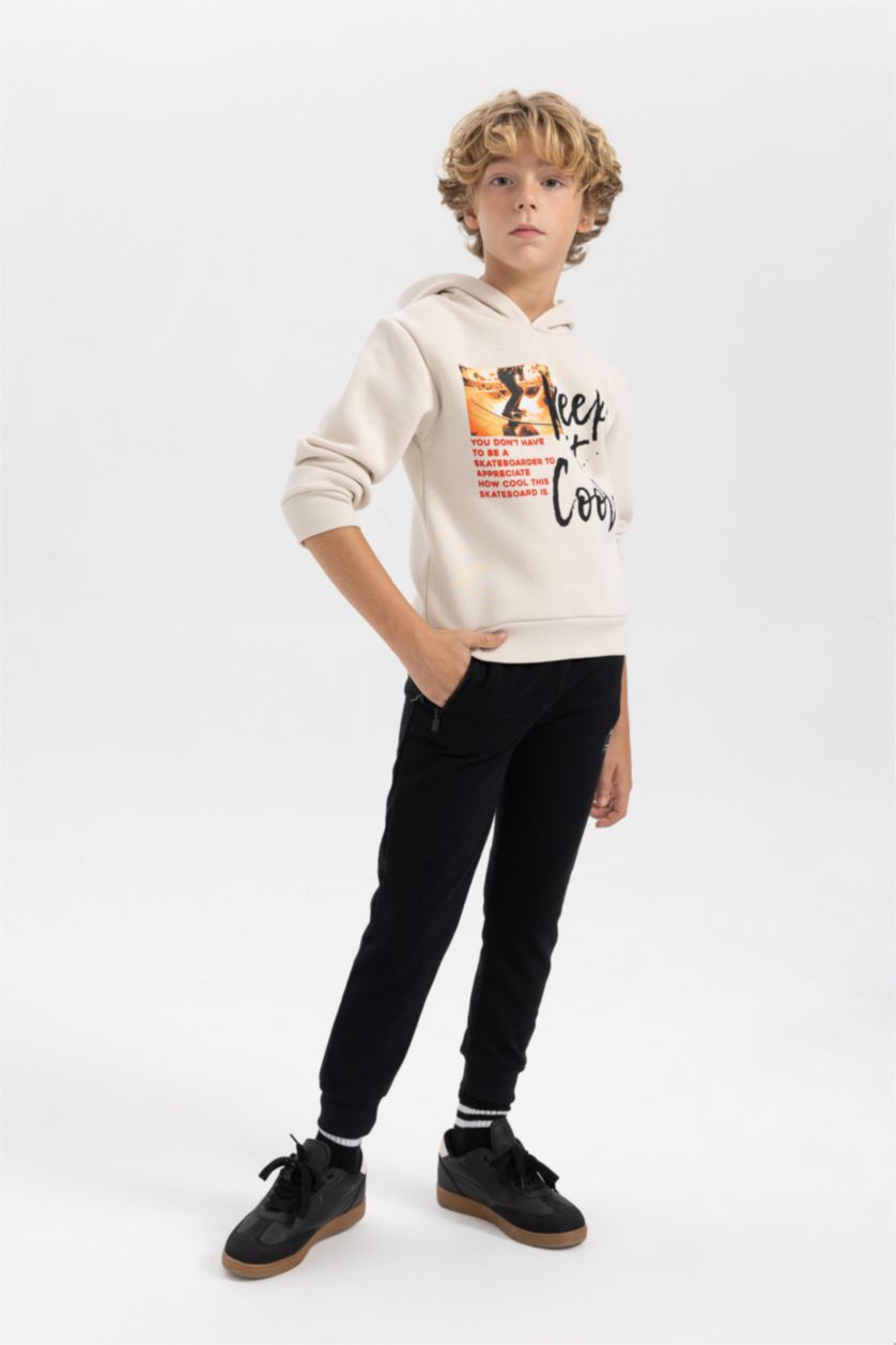 Erkek Çocuk - Genç Erkek Siyah Erkek Çocuk Jogger Beli Bağcıklı Lastikli Paça Cepli Eşofman Altı