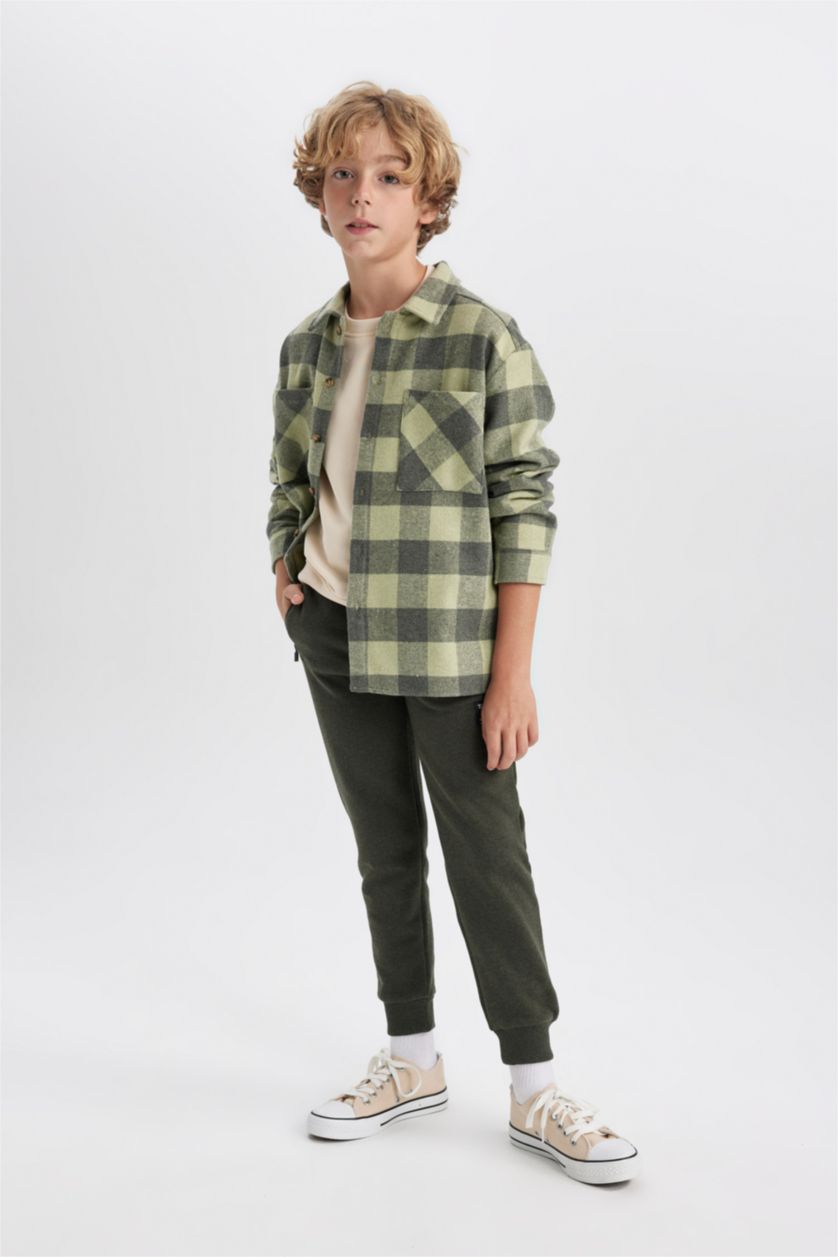 أولادي ميلانج كاكي بنطلون سويت بانتس اولادي خفيف قصة عادية بأستك من تحت