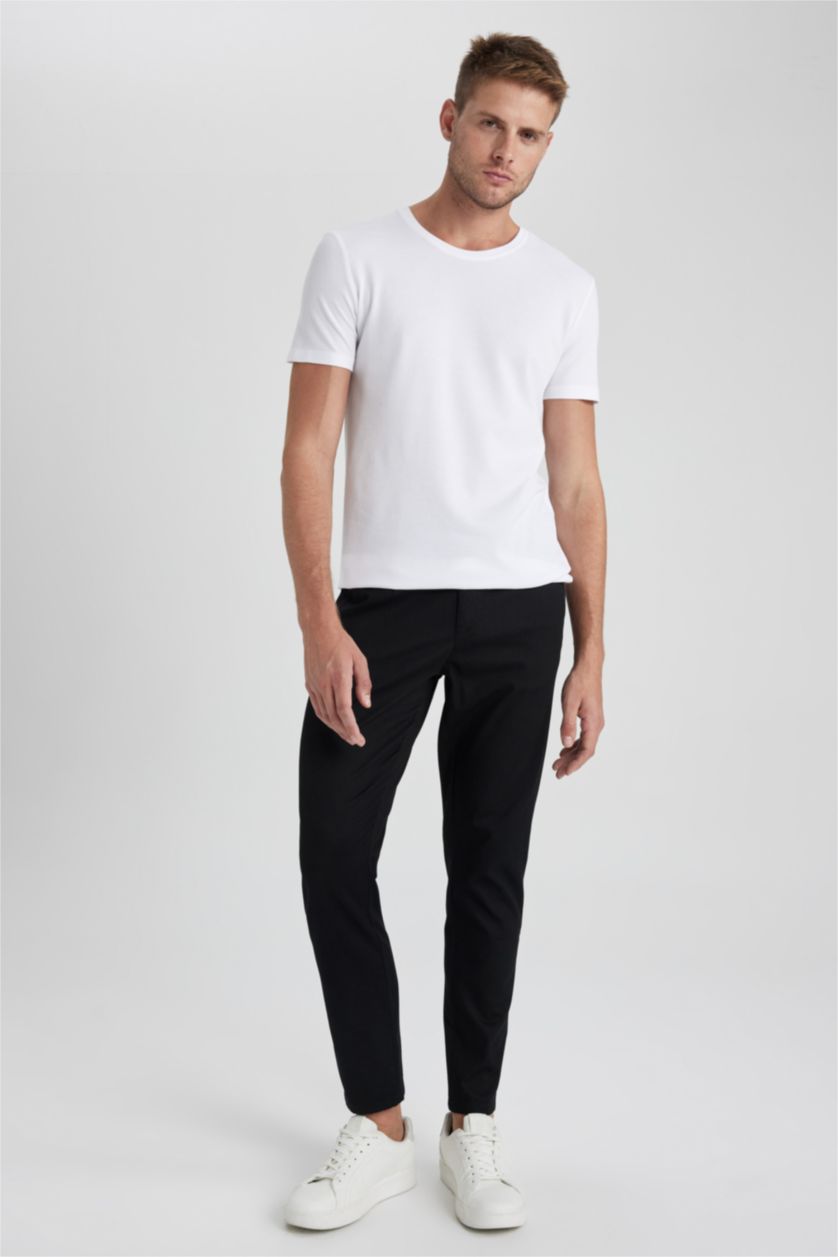 HOMME Blanc T-Shirt Coupe Slim Col Rond