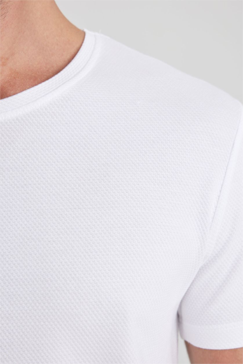 HOMME Blanc T-Shirt Coupe Slim Col Rond