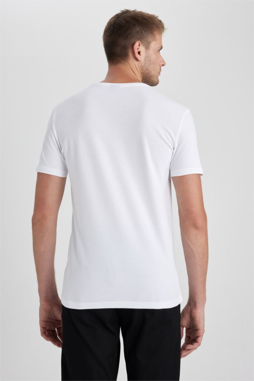 HOMME Blanc T-Shirt Coupe Slim Col Rond
