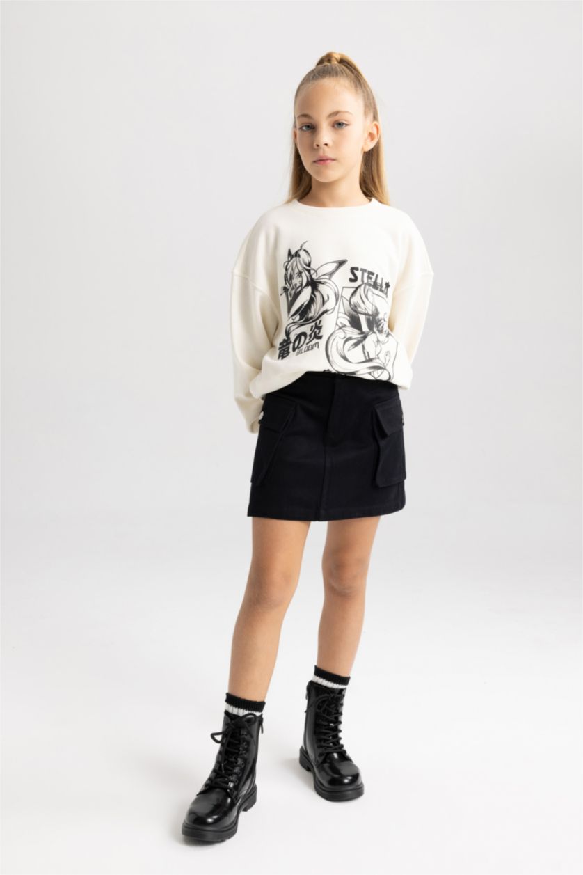 Kız Çocuk - Genç Kız Siyah Gabardin Etek Kız Çocuk