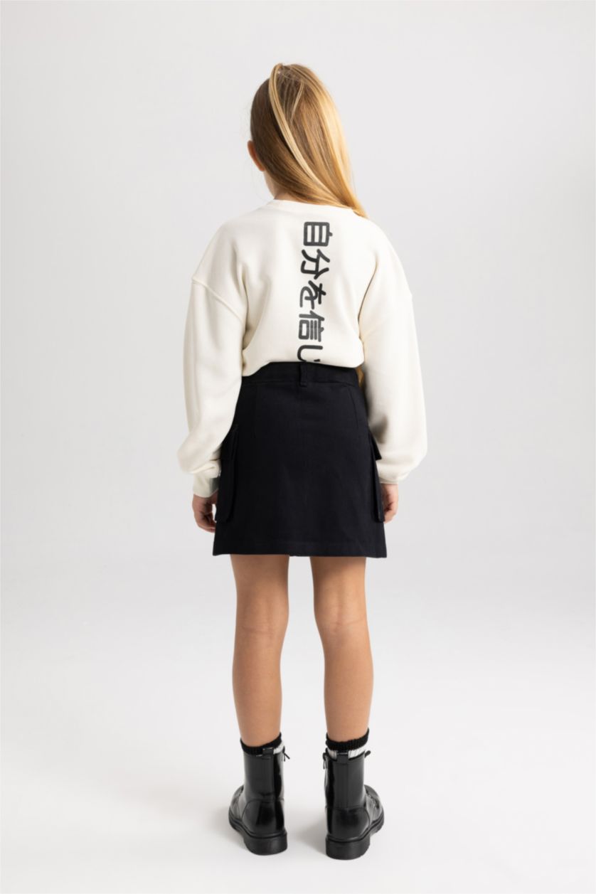 Kız Çocuk - Genç Kız Siyah Gabardin Etek Kız Çocuk