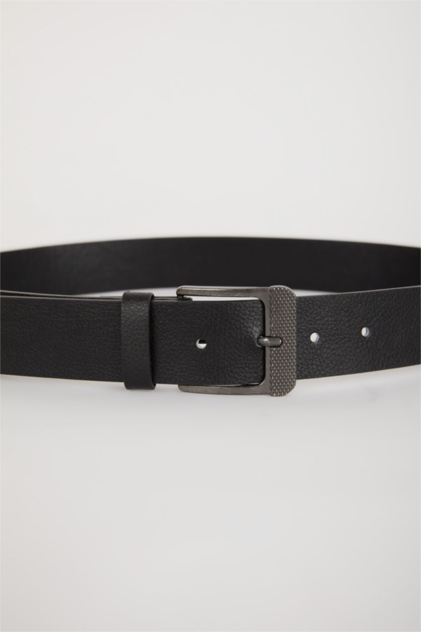 Erkek Siyah Erkek Dikdörtgen Toka Suni Deri Jean Kemeri