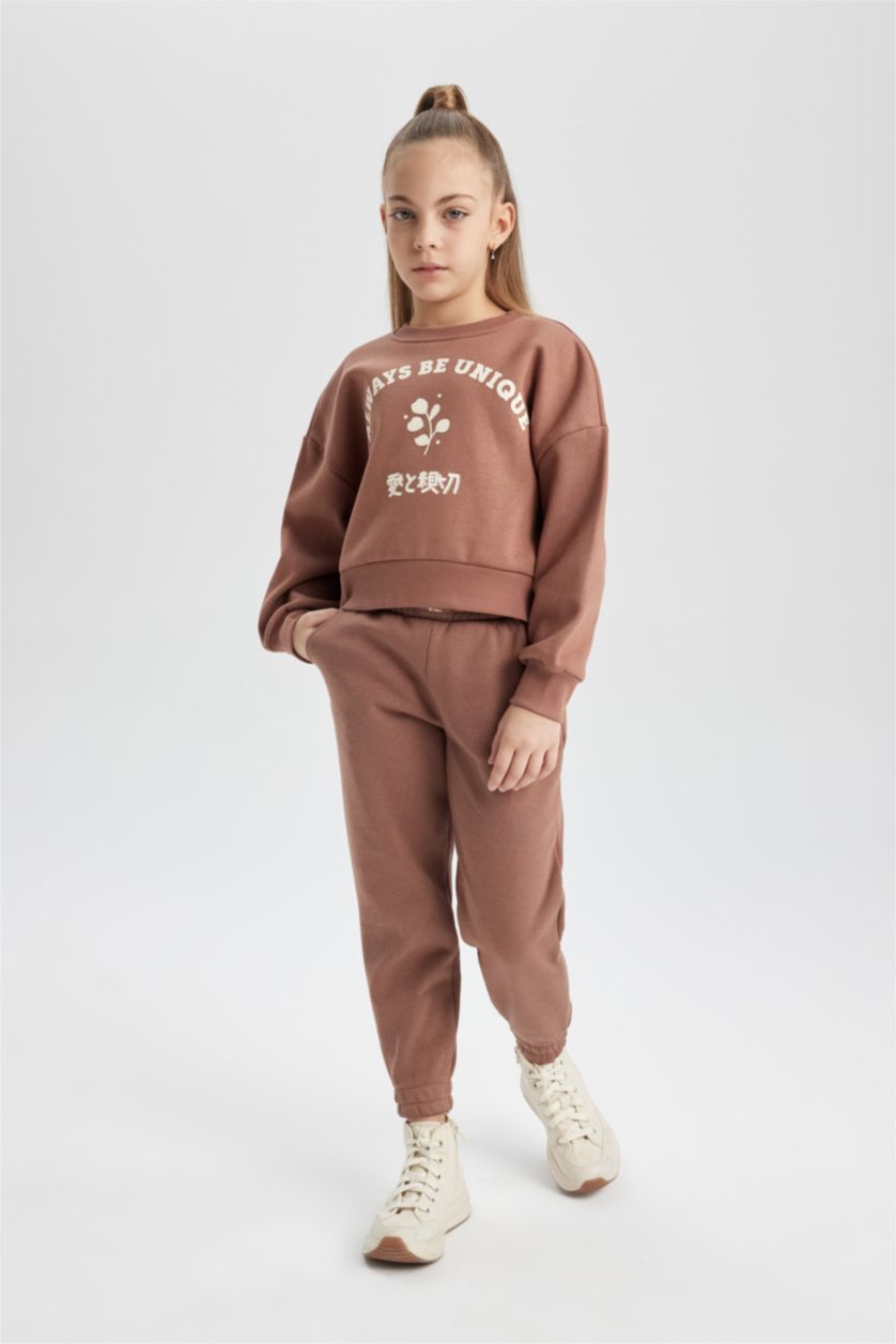 GIRLS & TEENS Light Brown Girl Jogger Thick Jogger Sweatpants