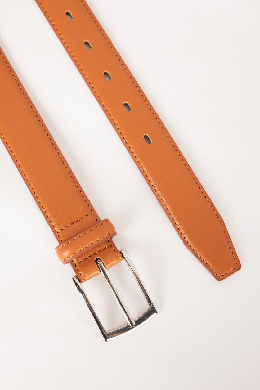 Erkek Taba Erkek Dikdörtgen Toka Suni Deri Günlük Kemer